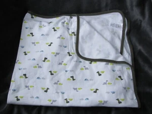 JUST ONE YOU COTTON SWADDLE SWADDLING BABY BLANKET DINOSAUR WHITE OLIVE GREEN - Picture 1 of 3