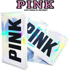 Victoria's Secret PINK PASSPORT ID Holder Iridescent Laser *1 Silver Black Pink - Picture 1 of 16