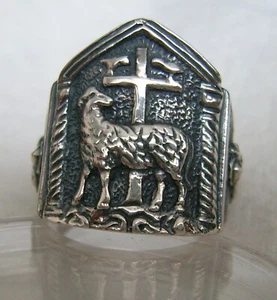 Bischof Ring mit Lamm Ring 925 SILBER - Picture 1 of 2