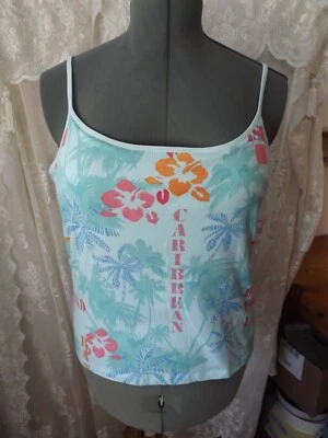Новый Caribbean Joe TANK TOP CAMI бюстгальтер вставки AQUA тропический XL новый с Ярлыками - Изображение 1 из 4