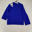 ALC Sweater Womens XS Cut Out Cashmere Wool One Shoulder Blue Long Sleeve