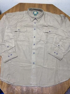 Cabela's Shirt Mens 3XL Button-Down Khaki Hunting Outdoor Heavy Canvas Cotton - Picture 1 of 9