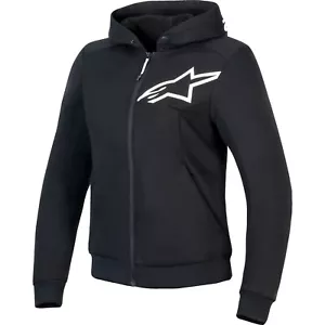 Ladies Motorcycle Hoody DM - Alpinestars Stella Chrome V2 Sport Black White - Picture 1 of 3