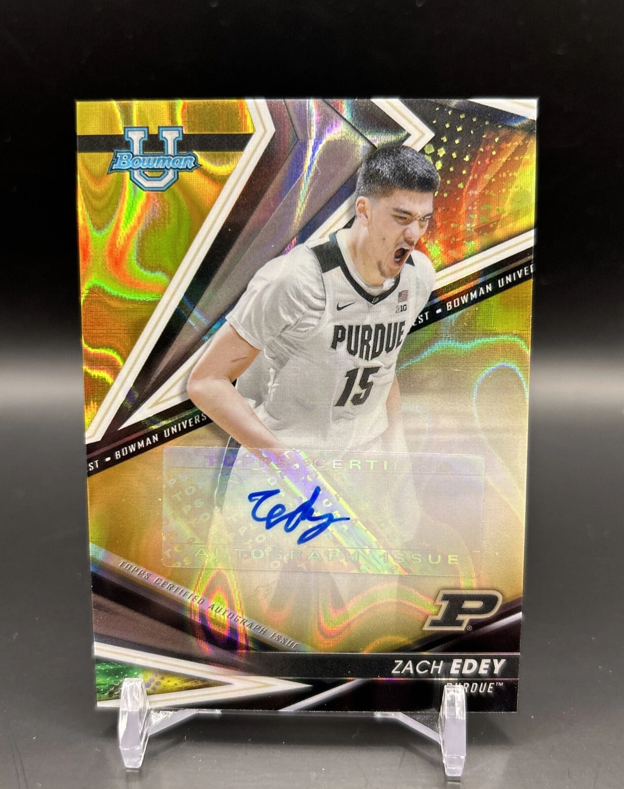 2022-23 Bowman's Best University Zach Edey Auto Gold Lava Refractor /75