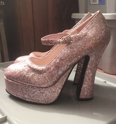 Tacones de plataforma Demonia Baby rosa brillo. Talla 7 Bonito PO Raro Ver Desc Foto 1 de 4