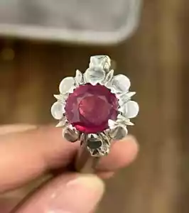 Natural Dark Red Ruby Sterling Silver 925 Handmade Mens Solitaire Yaqoot Ring - Picture 1 of 4