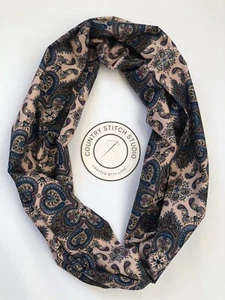 Infinity Double Loop Circle Scarf Liberty “Spitalfields” Tana Lawn Handmade Mauv - Picture 1 of 12