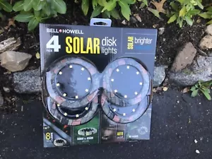 Bell + Howell Solar Lights 4 Disks, 8 LEDS, No wires/no Batteries NEW IN BOX - Picture 1 of 9