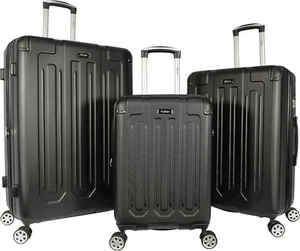Dejuno Tutin 3-Piece Hardside Spinner Luggage Set With TSA Lock - BLACK - Picture 1 of 6
