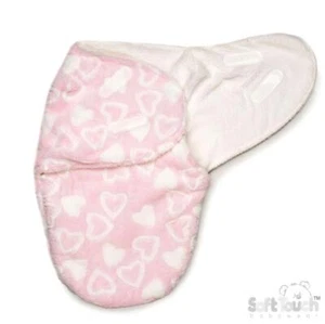 Newborn Baby Swaddle Wrap Blanket Fleece Sherpa Lining ~ 0-3M ~ Hearts Dino ~abg - Picture 1 of 8