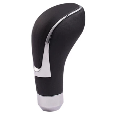 Black Genuine Leather Car Manual Automatic Gear Stick Shift Knob Shifter Lever - Image 1 of 4