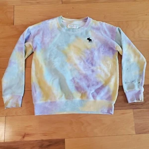 Abercrombie Kids Tie Dye Pullover Sweater Boys 13/14 Blue Yellow - Picture 1 of 3