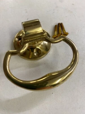 1 1/2" Brass Drop Handle Cabinet Drawer Chest Handles Box K40101 Polished Ring - Image 1 of 4