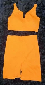 Orange zweiteiliges Sportbekleidung Fitness Yoga Set dehnbar Größe XL - Bild 1 von 4