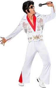 NUOVO Costume Rubini Uomo Deluxe Aloha Elvis per Feste a Tema e Halloween TG M - Foto 1 di 7