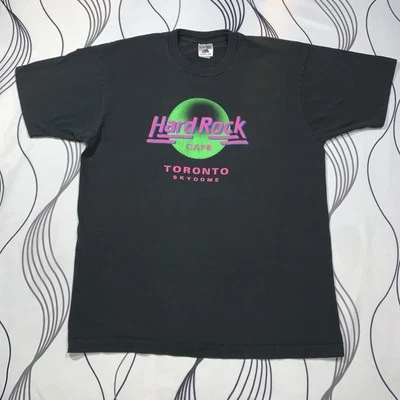 Camiseta De Colección Hard Rock Café Toronto Skydome Rosa Verde Neón Negra XL 80s Foto 1 de 4