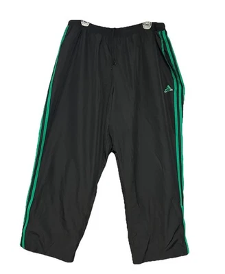 Y2K Adidas Pantalones de Pista Baloncesto Calentamientos Hombres 2XL 36x29 Negro Verde Rayas Foto 1 de 4