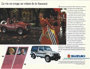 1987 SUZUKI SAMURAI AUTOMOBILE ORIGINAL AD IN FRENCH - Picture 1 of 1