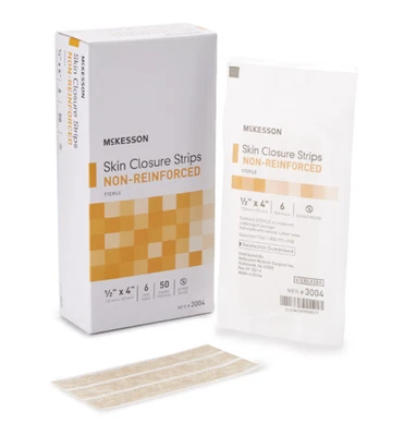 Skin Closure Strips 1/2" x 4" Tan Flexible Sterile 2 Boxes (100 ct), MPN 3004 Foto 1 de 3