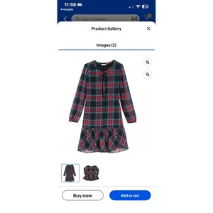 Draper James Womens Plaid Ruffle Hem Long Sleeve Dress Casual Career - Picture 1 of 4
