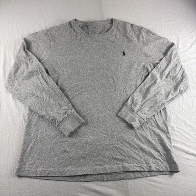 Camiseta Polo Ralph Lauren Para Hombre L Personalizada Calce Ajustado Manga Larga Gris Azul Poni LEER Foto 1 de 4