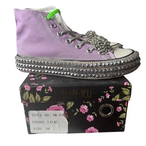Sneakers alte con borchie Free People x Nan-ku Cruise nuove con scatola, lilla, taglia 36/6 - Foto 1 di 9