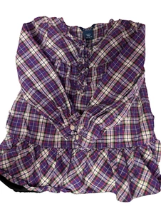 Chaps Girls' Sz 3T Pink and Purple Plaid Dress with Long Sleeves Ruffles - Picture 1 of 2