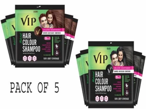SHAMPOO VIP COLOR CAPELLI, nero/marrone aspetto naturale, (confezione da 5) colore capelli - Foto 1 di 45