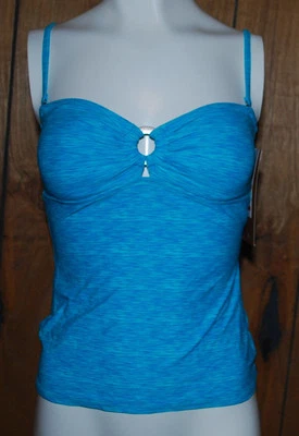 Traje de baño Captiva para mujer Tankini Top azul turquesa acolchado correas ajustables S  Foto 1 de 3
