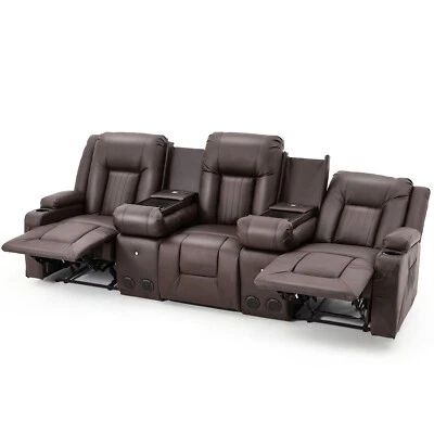 Sofá reclinable manual - Sofá RV PU con consola y USB para cine en casa Foto 1 de 4