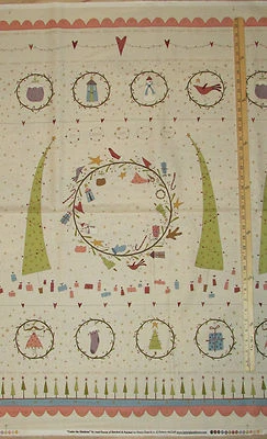 Under the Mistletoe Primitive Christmas Fabric Panel 23"  #8329P - Image 1 of 3