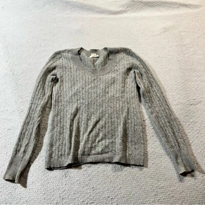 Tweeds grey 2-ply cashmere cable knit Square neck Sweater vintage Y2K Size Small - Image 1 of 4