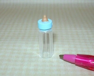 Miniature 1:6 BARBIE Scale Plastic Baby Bottle w/BLUE Cap (1" Tall): DOLLHOUSE - Picture 1 of 2