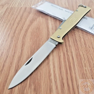 OTTER-Messer Mercator Folding Knife 3.5" Stainless Steel Blade Brass Handle - Image 1 of 4