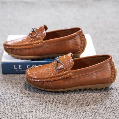 Boys Fashion Leather Shoes School Kids Party Wedding Dress Shoes Casual Loafers - Image 1 of 4