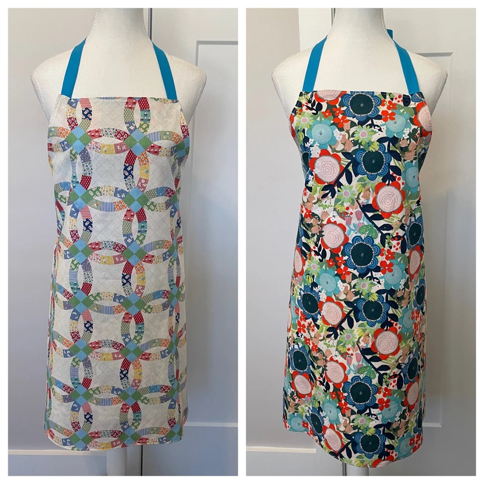 Reversible APRON Blue Flowers Wedding Ring Cotton Ties In Back Size Teen/ADULT - Image 1 of 4