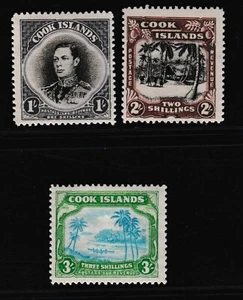 Cook Islands 1938 NZ KGVI Native Village SG#127-129 MH aVF A740 - Picture 1 of 8