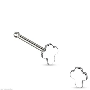 Nose Bone Ring Cross 4mm Head 20 Gauge 1/4" Steel - Picture 1 of 3