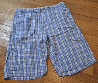 Bermudas informales a cuadros azules talla 34 cargo Age Of Wisdom para hombre 100 % algodón Foto 1 de 4