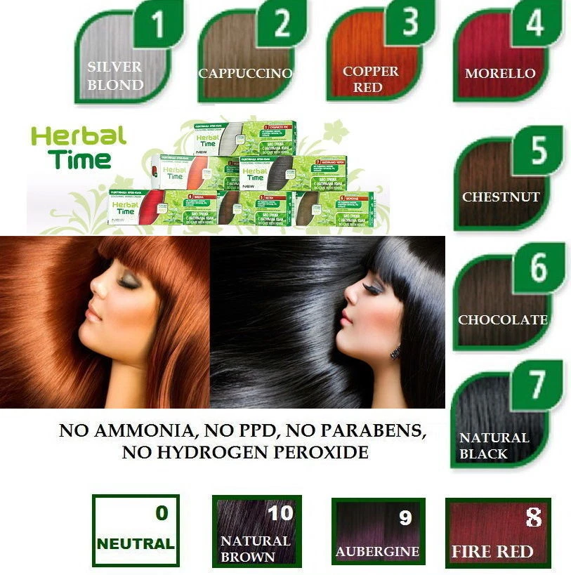 4x Herbal Time Haarfarbe mit 100% Bio Henna Creme Pflanzen Naturhaarfärbemittel - Bild 1 von 1