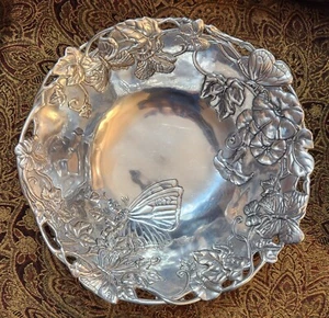 Vintage Arthur Court Butterfly Salad Bowl Aluminum  12 X 3" 1997 - Picture 1 of 8