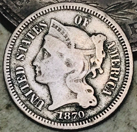 1870 Three Cent Nickel Piece 3C Ungraded Choice Early US Type Coin CC16963 Cover
