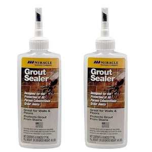 Miracle Sealants Grout Sealer Tile Joint Protector w/ Brush Tip 6oz, USA,2 Pcs - Picture 1 of 13