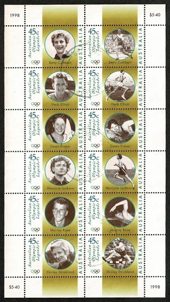 Folha miniatura SE94 AUSTRALIA 1998 lendas olímpicas australianas usada - Imagem 1 de 1