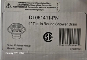 Delta DT061411-PN 4" Tile-In Round Shower Drain, Polished Nickel - Picture 1 of 4