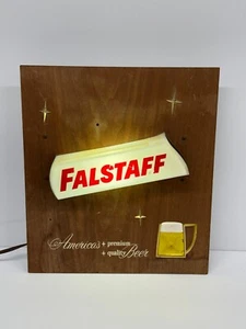 Falstaff Lighted Beer Sign Woodgrain Fluorescent Working - New Starter - Picture 1 of 8