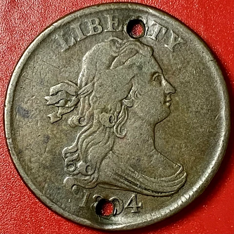 1804 DRAPED BUST HALF CENT HOLED Cover
