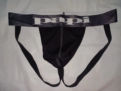 PAPI ROPA INTERIOR HOMBRE JOCKSTRAPS COLOR NEGRO CON BANDA GRIS TALLA MEDIANA M Foto 1 de 3