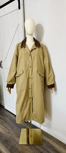VTG LL Bean Women’s Size XL Petite Tan Long Canvas Barn Coat Duster Fleece Lined - Picture 1 of 13