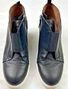 Linea Paolo Felicia 8 M Ankle Hidden Wedge Black Leather Shoe Sneaker Booties - Picture 1 of 13